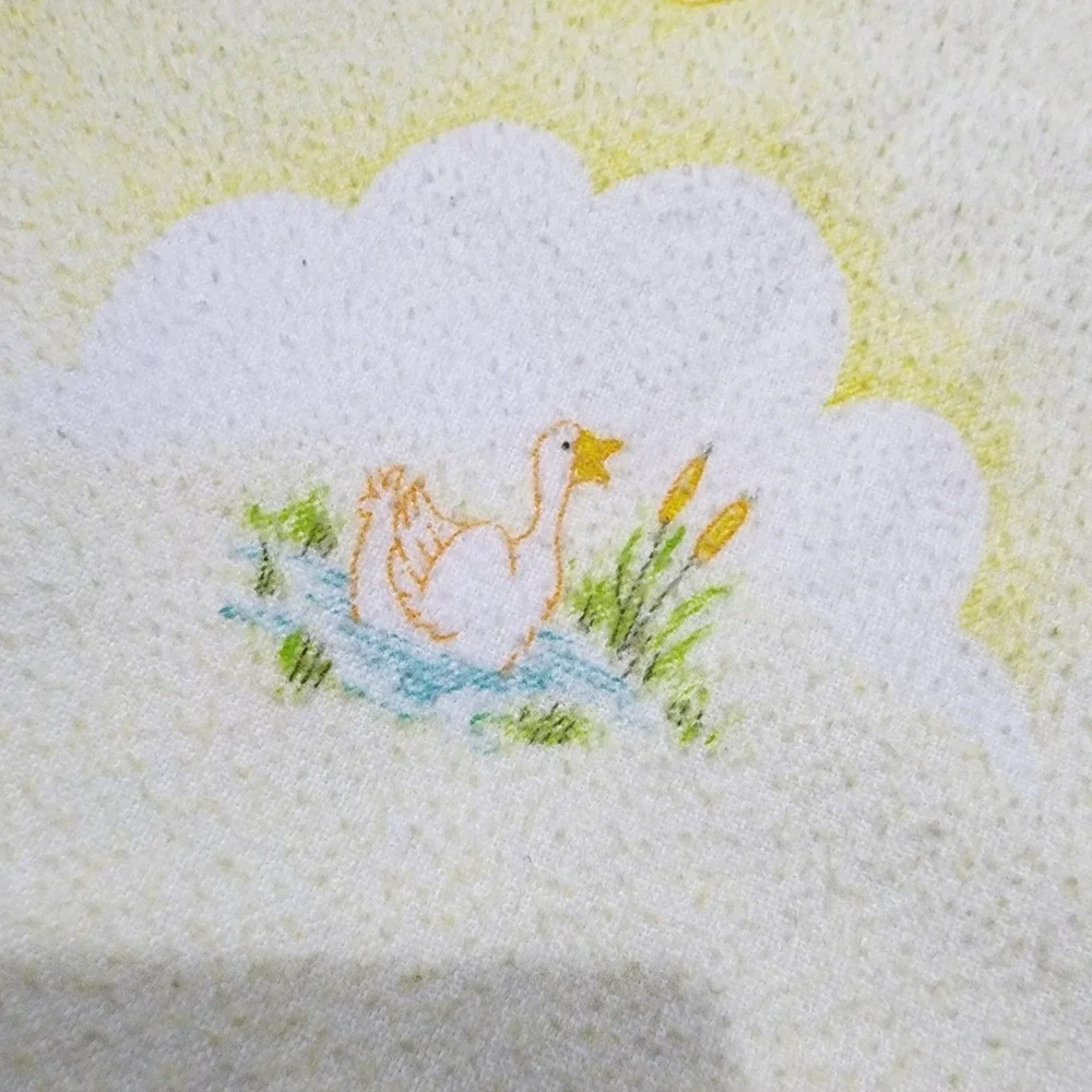 Vintage Dundae Receiving Blanket Pastel‎ Bunny Duck Kitten Bear Flannel Nursery